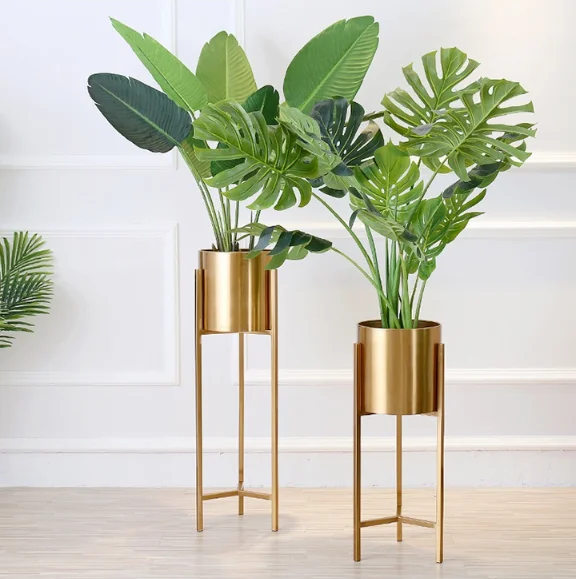 European style vase gold stand storage Metal Floral Decorative Large Floor Vases