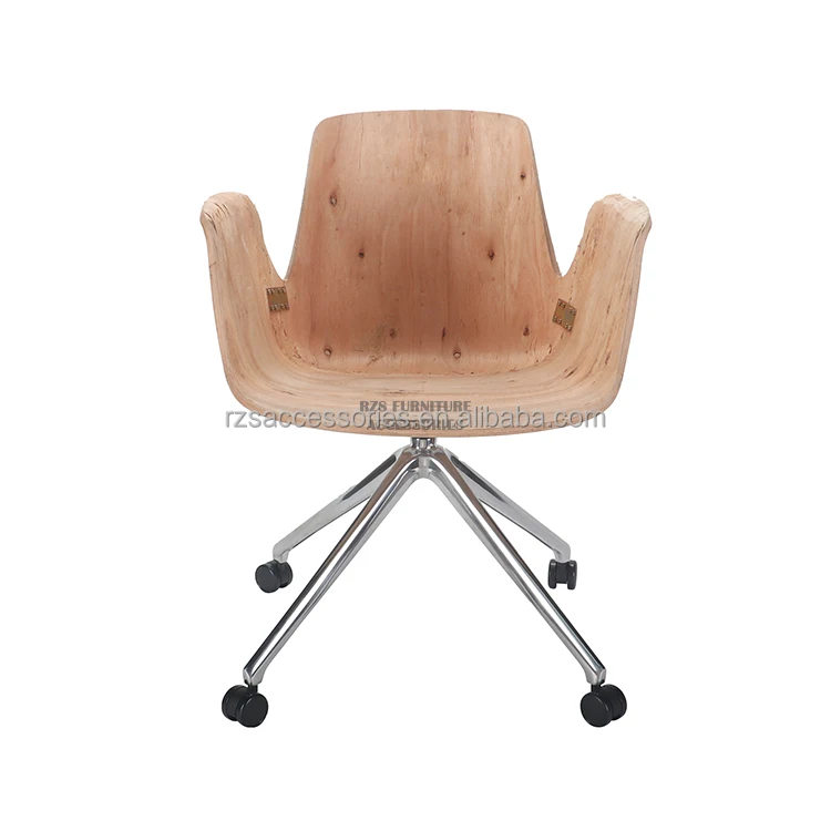 Aluminum Leg Office Chair with Wheels Wood Metal Parts for Home Hotel Villa Gym Use-Multi-Application Furniture for Living Room