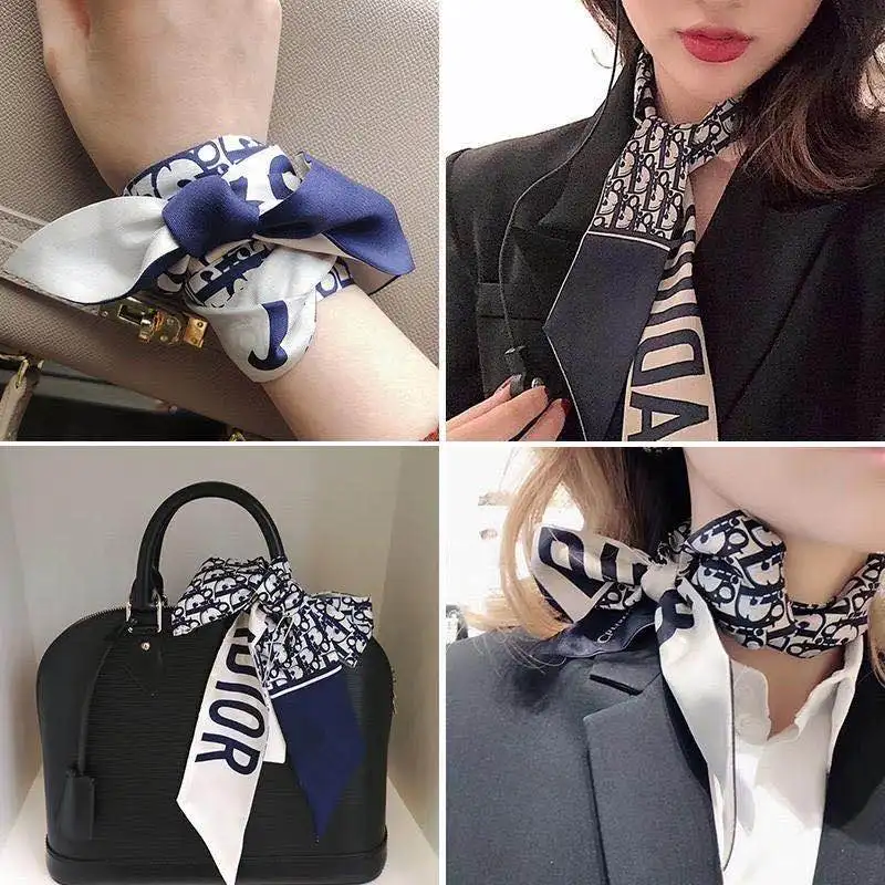 
2020 spring and summer D word new big simulation silk tie bag ribbon scarf scarf long small scarf women wholesale 