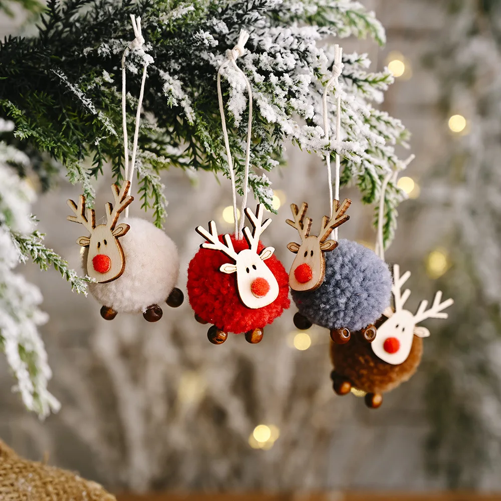 New Arrival Felt  Merry Christmas Wooden Hanging Christmas Decorations for Tree