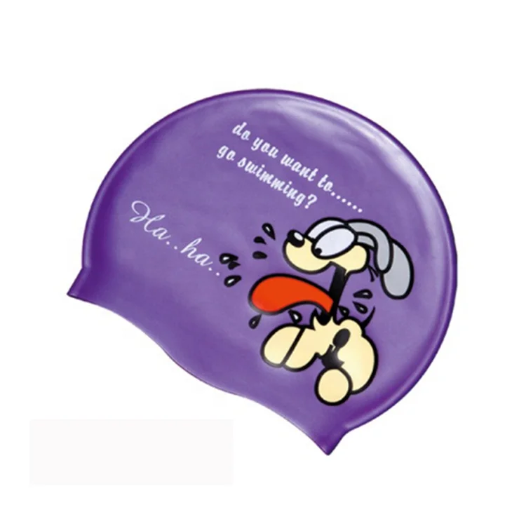 Custom Print Silicone Swim Cap Cartoon Swimming Funny Swimming Cap for Kids Adult