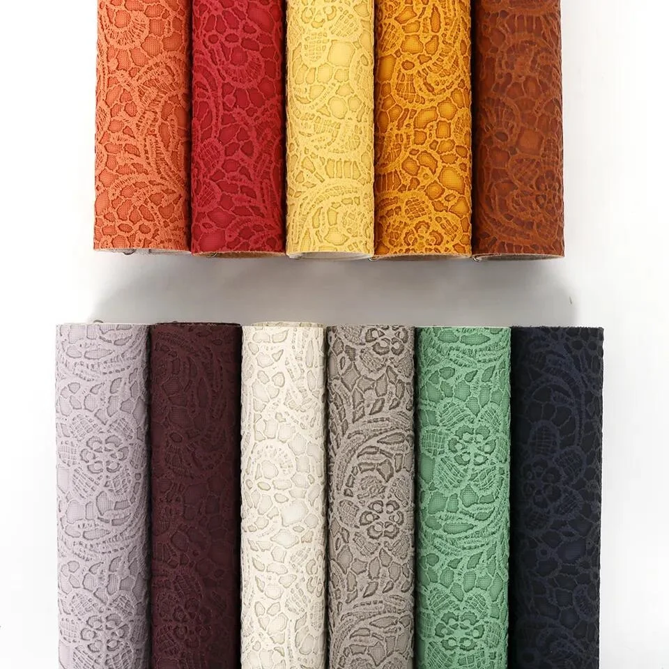Flower Textured Embossed Faux Leather Retro Autumn Color Synthetic Fabric Rolls For Bows Making Crafts DIY Handmade Material