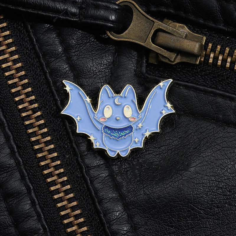 Cartoon Bat Fox Enamel Pin Badge Jewelry Metal Brooch Lapel Clothes Shirt Hat Backpack Accessories Custom Friends Gift Halloween