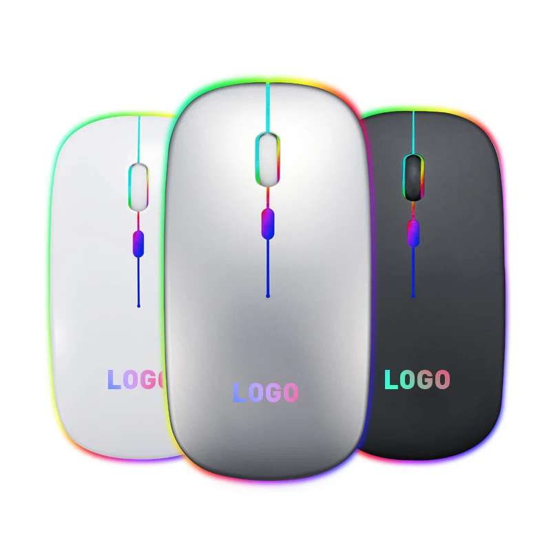 Computer Rechargeable 2.4Ghz Optical Wireless Mouse With Gaming Light Logo Custom