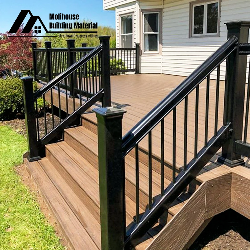 Customized black modern stainless steel fence post for exterior deck railing cable handrail system