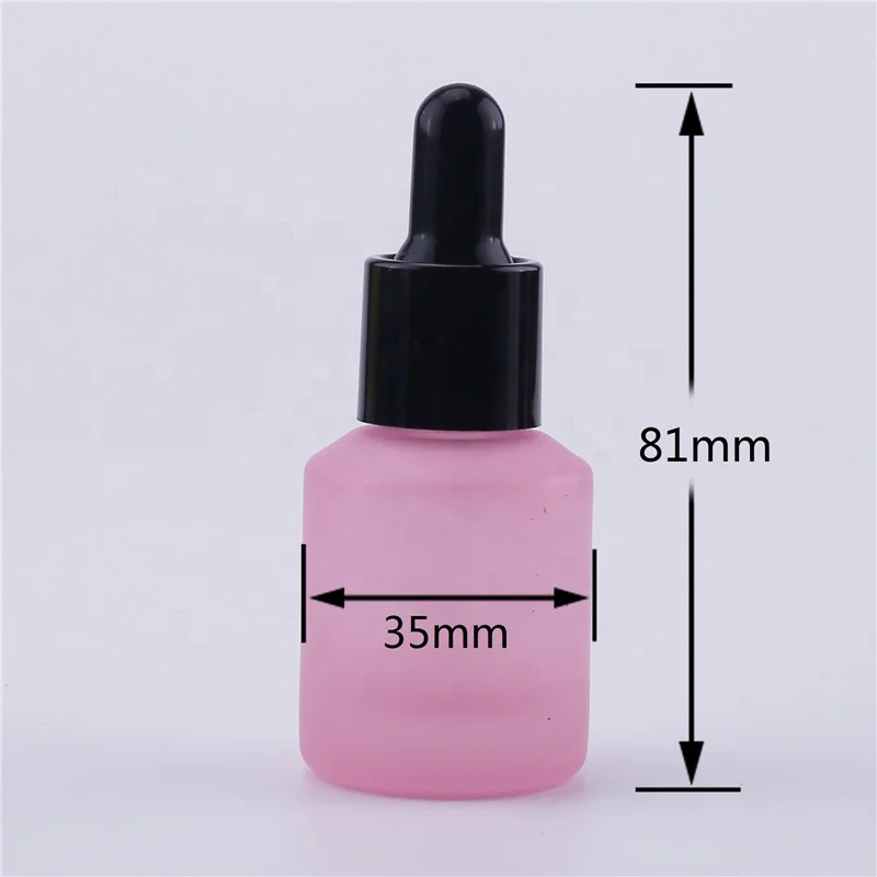 frosted pink & brown glass bottle for essential oil new reagent pipette 15ml essential oil dropper bottle in stock