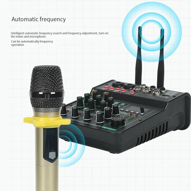 TEBO Customize Best price 4 channels  audio mixer dj control with UHF wireless microphone