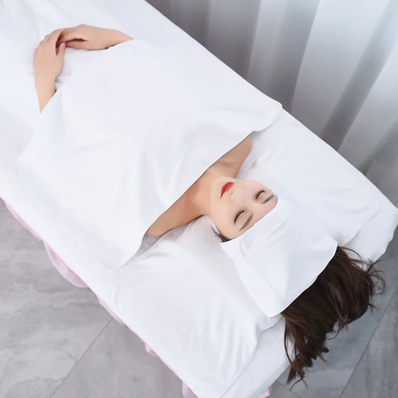 100*200cm Large Spa microfiber body wrap skirt beauty headband cosmetic custom spa logo massage bed cover bath sheet with hole