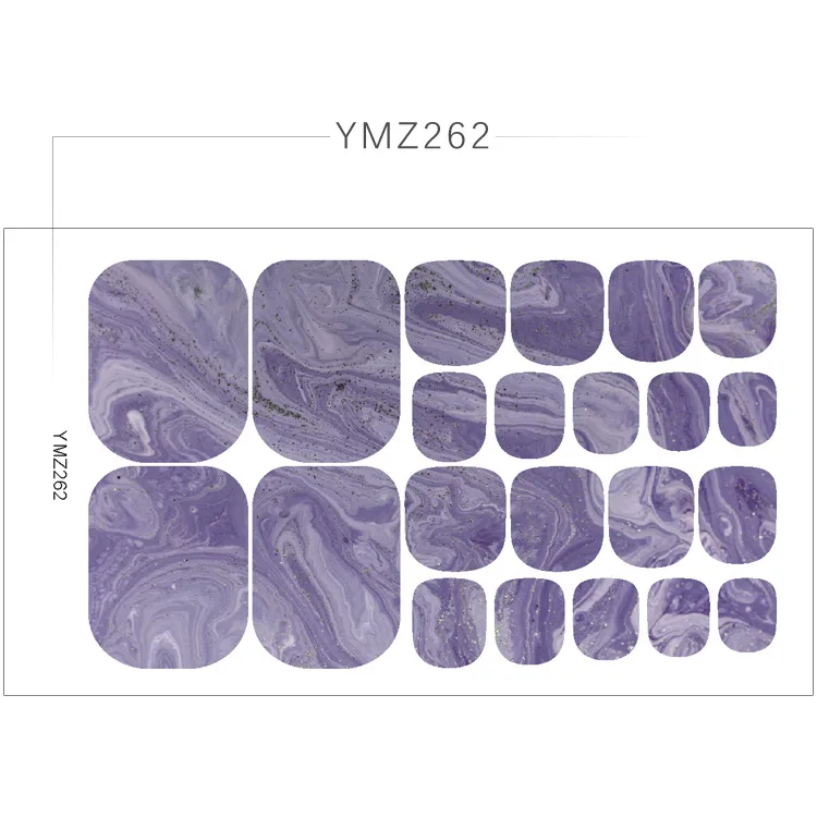 Wholesale toe nail sticker Glossy matte lamination nail strips sticker Marble Print Full Wraps Toenail Polish Stickers