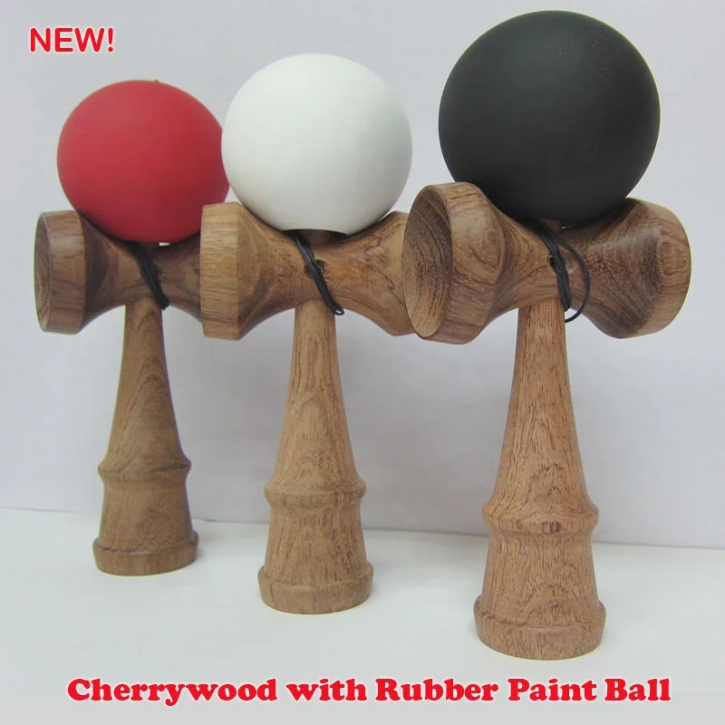 Wholesale New Rubber Paint Cherry Wood Kendama Toy