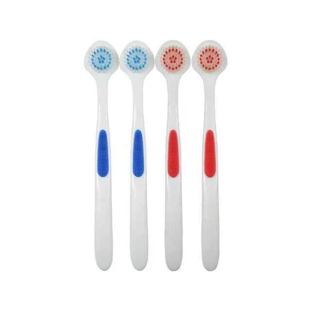 dental oral care round head tongue cleaner toothbrush