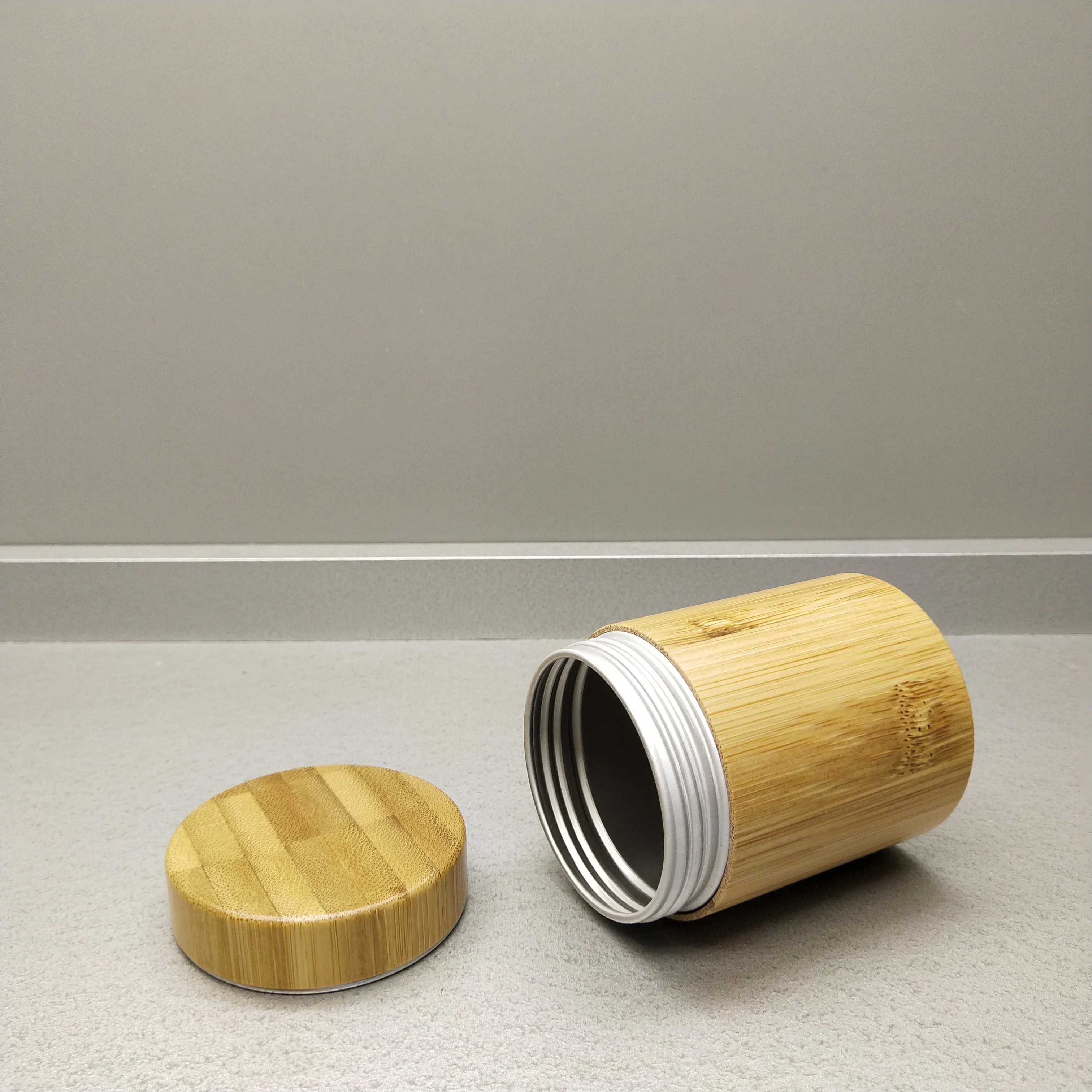 Bamboo Cosmetic jar 50g Luxury Container  With Aluminum intterior aluminum bamboo cream jar