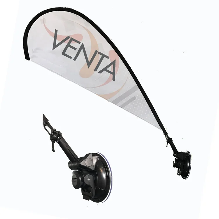 weihai wisezone top selling brand marketing mini teardrop beachflag mast car glass window sucker cup feather flying banner pole
