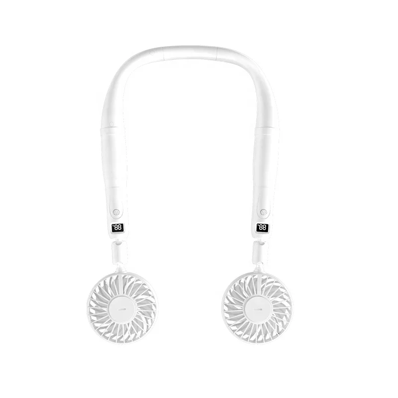 Small USB Personal Hand Free Leafless Neckband Lazy Hanging Fan, Necklace Cool Rechargeable Bladeless Mini Portable Neck Fan