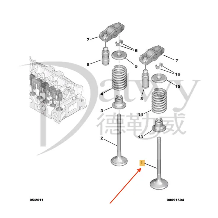 OE 0948F7 V95137 VL203500 IV95190 V142049 31330181  Peugeot Citroen 1.6T intake valve(8 pieces a set)(brand Datwy)