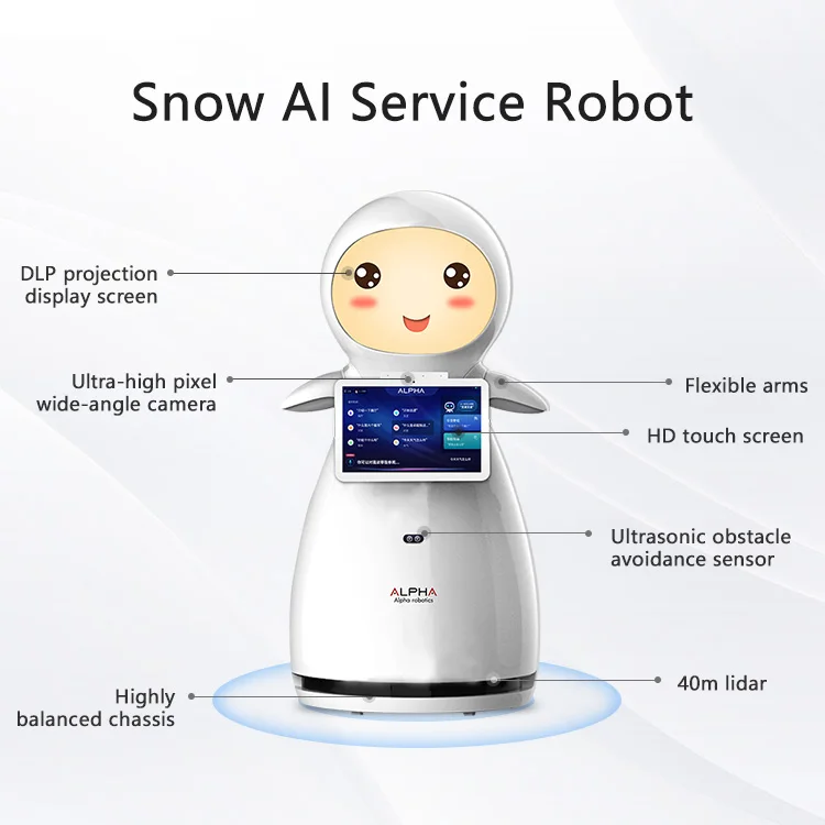 2024 hot-selling intelligent robots AI Service Robot with 13.3 inch touch screen and  Movable arm