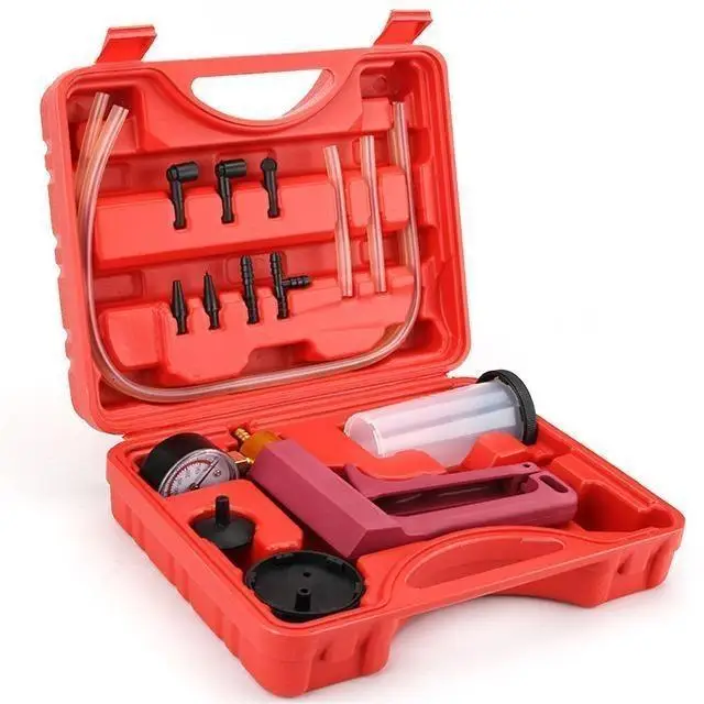 Hot Selling Hand Held Vacuum Pump Tester Set Vacuum Gauge and Brake Bleeder Kit for Automotive with Adapters Case