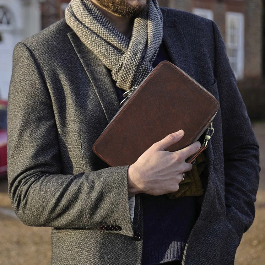 Travel Humidor Cigar Box Case Custom Embossed Logo Leather Cigar Humidor Case For 4 Cigars with Digital Hygrometer CF5022