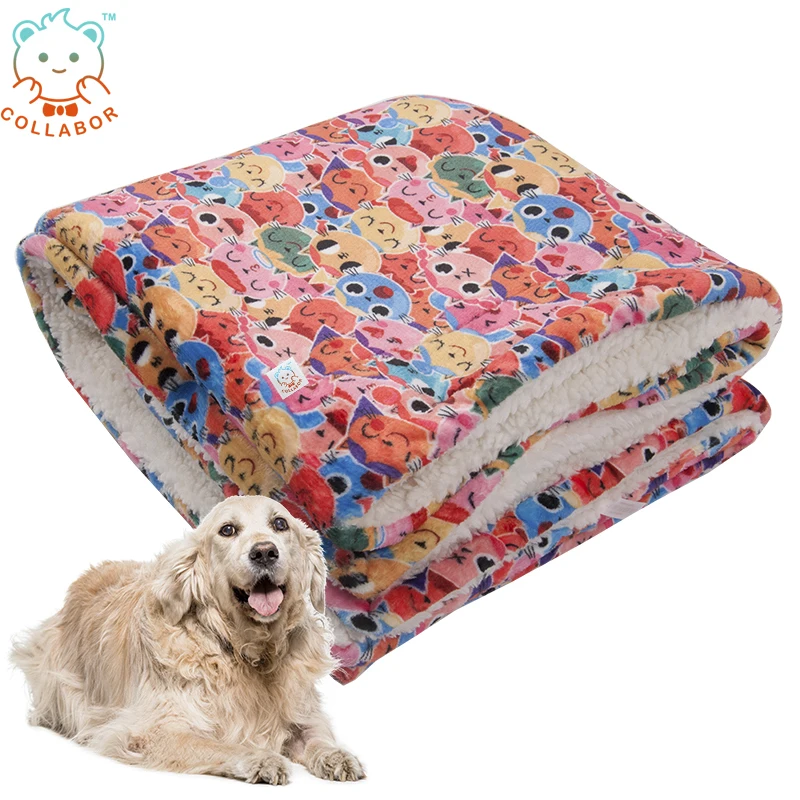 COLLABOR Customized Printing Warm Animal Print Puppy Fleece Soft Blanket Beds Mat Pet Dog Cat Paw Printed Fleece Blanket Mat
