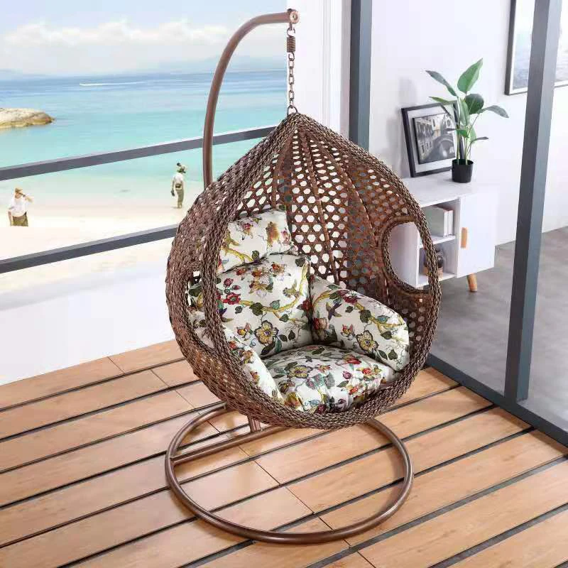 2024 New Folding Outdoor Chair Rattan Hot Selling Modern Rattan Egg Hanging Chair Paris Cafe Parisian Bistro Swing Egg Chair