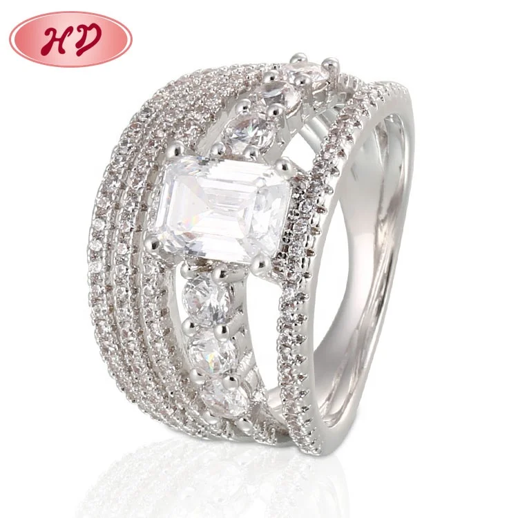 New Model Custom Delicate Handmade Latest Cz Silver Flower Jewelry Ring Design