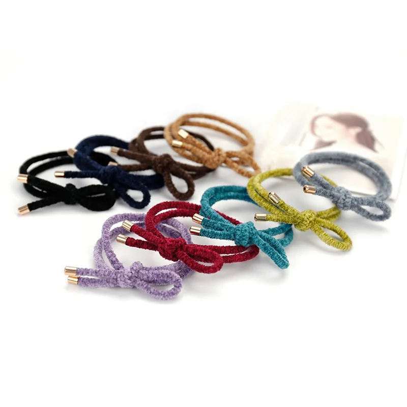 Ins Women Custom Elastic Winter Korea Knotted Fur Hair Ties Rubber Band Hair Scrunchies