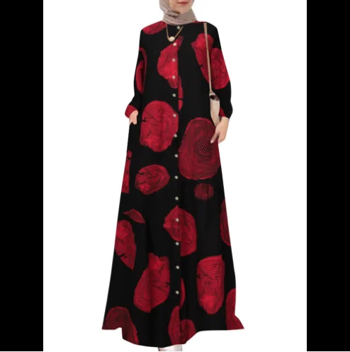 Europe and America  four  color mix Muslim dresses Long flared Skirts Dress Islamic Clothing for Women