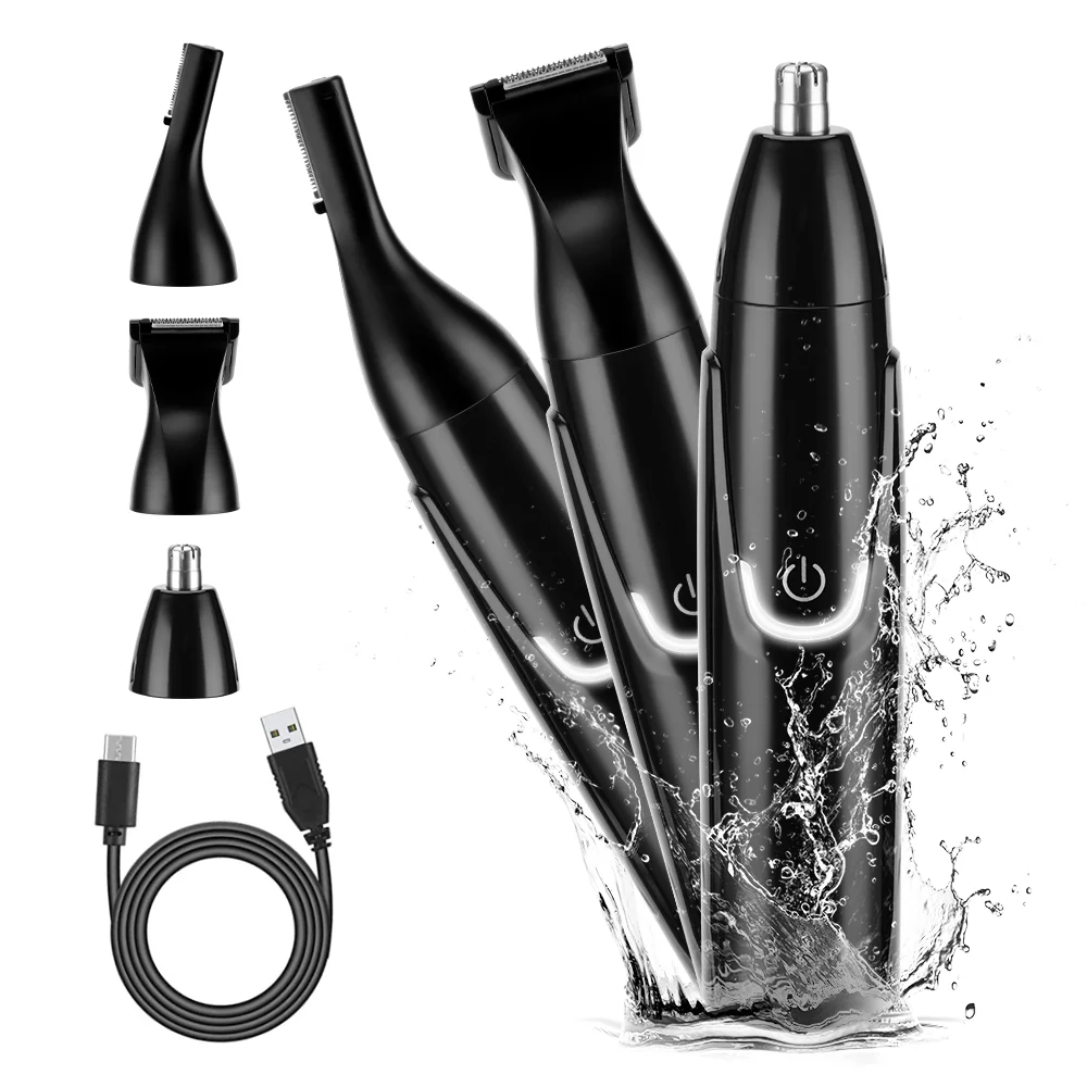 PRITECH 3 in 1 multifunctional interchangeable heads facial hair trimmer sideburns eyebrows ear nose hair trimmer for men
