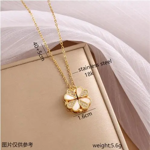 Fashion Jewelry Magnetic design four-leaf clover pendant Gold-plated stainless steel jewelry