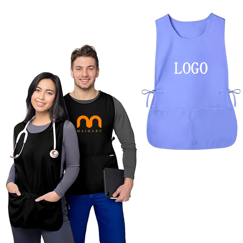 Custom LOGO Unisex Black Cover-up Cobbler Poly-cotton  Art Cooking Cleaning Job Apron with Good Price