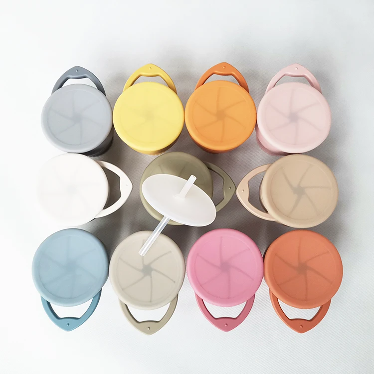 
2 In 1 Soft Toddler Collaspible Silicone Folding Baby Drink Sippy Snack Cup With Lid 