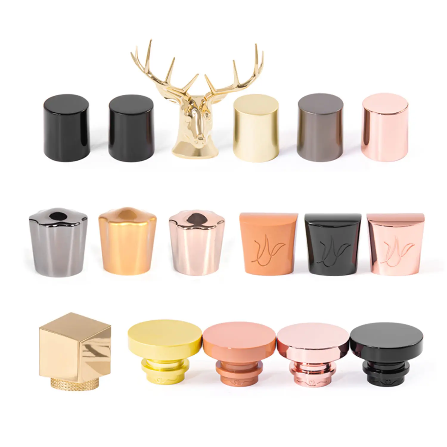 Custom Luxury Logo Travel Perfume Bottle Metal Cap Fea 15 Square Gold Zamac Screw Cap For 35Ml Perfume Glass Bottle