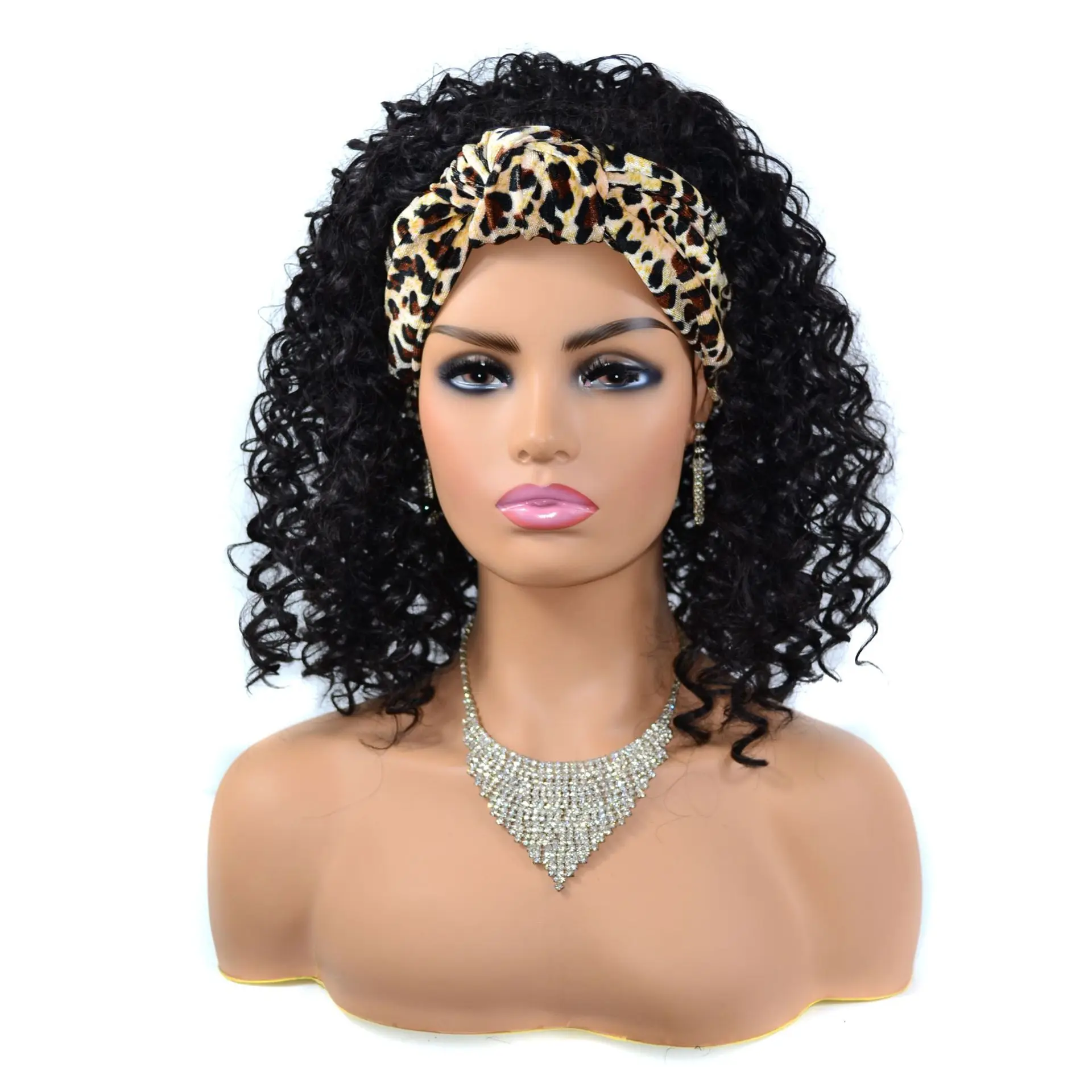 Good Quality Sexy Deep Curly Wigs Medium Length Headband Wigs Human Hair Cheap Prices Pre Pluck Lace Wig
