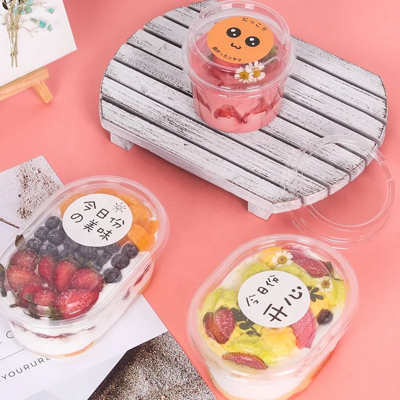 250ml Transparent Cake Box Disposable PET Plastic Soy Milk Baking Packaging Boxes