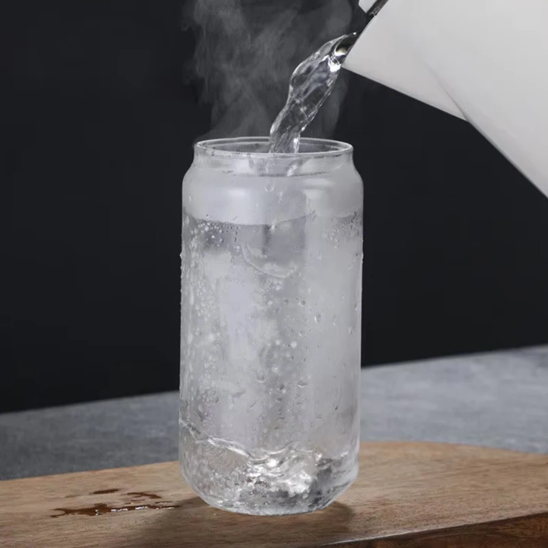 high borosilicate  16oz  soda cola  libby Sippy  for Water Drinkware Can glass Cup with Bamboo Lids and Straws