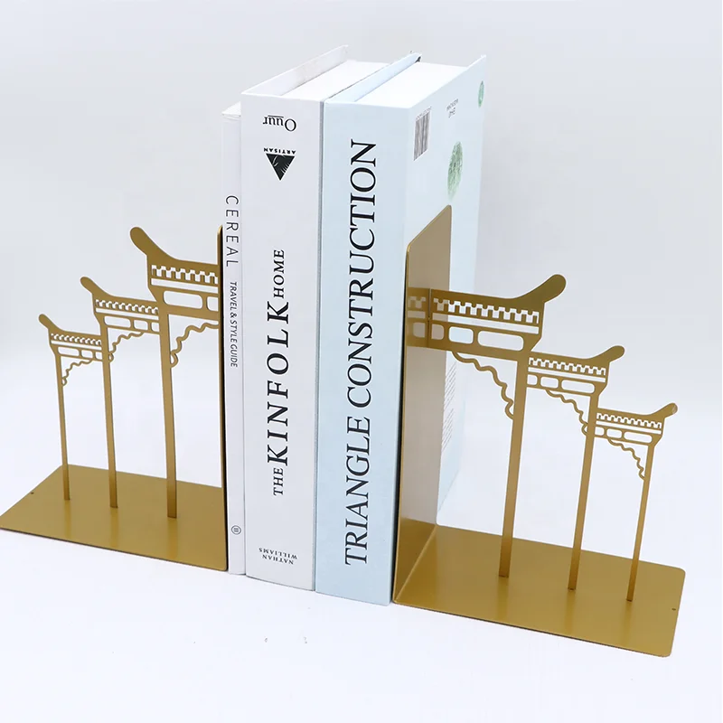 Custom chinese style design Not Rusty High quality decorative metal book ends gold bookend