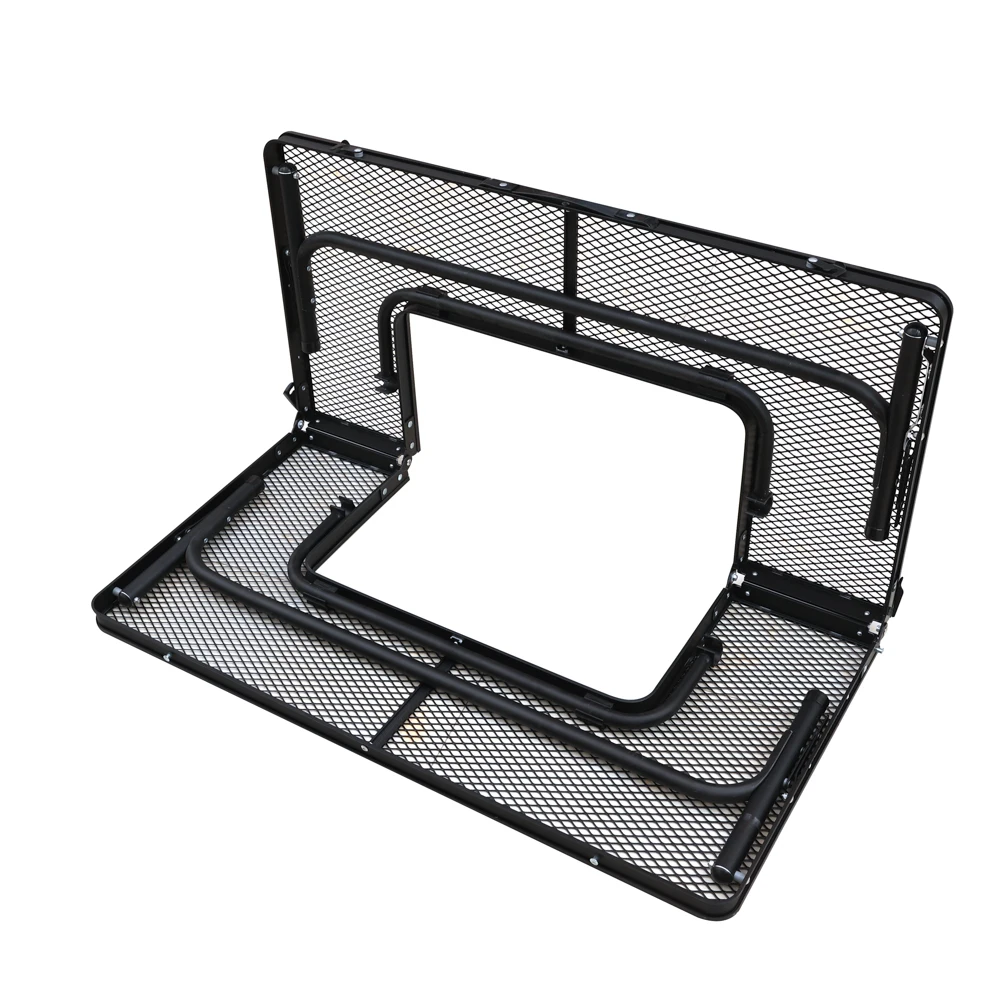 2 folding black lightweight portable iron mesh table top  BBQ camping picnic folding table