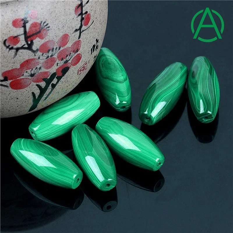 ArthurGem Natural Malachite Cylinder Barrel Beads Natural Malachite Stone Beads for Jewelry Making