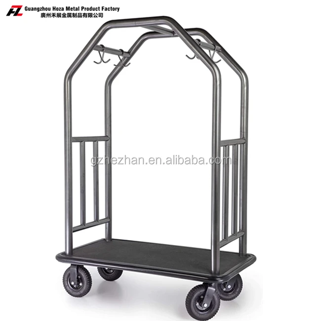 
High Quality Heavy Duty Hotel Bellman Carts Metal Baggage Luggage Cart Luggage Trolley 