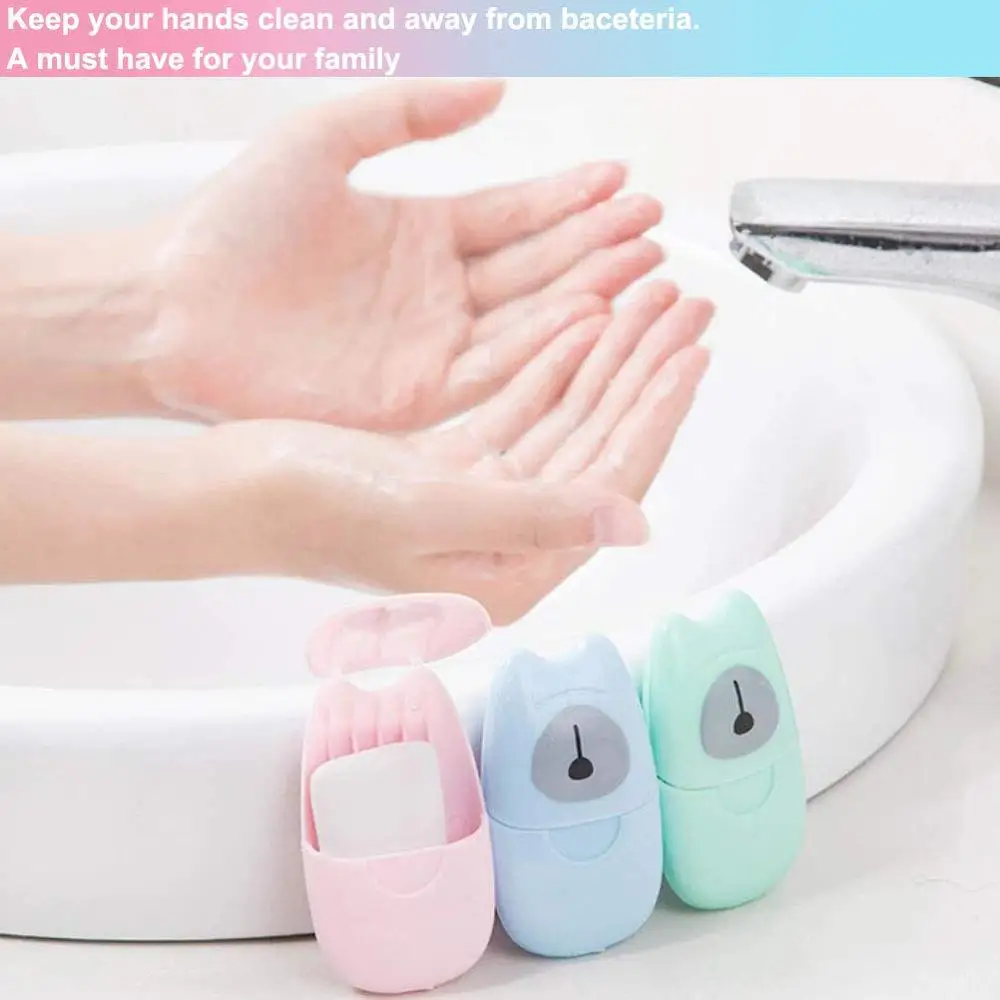 50pcs mini box Portable mini hand soap paper travel outdoor disposable soap paper travel supplies soap sheet