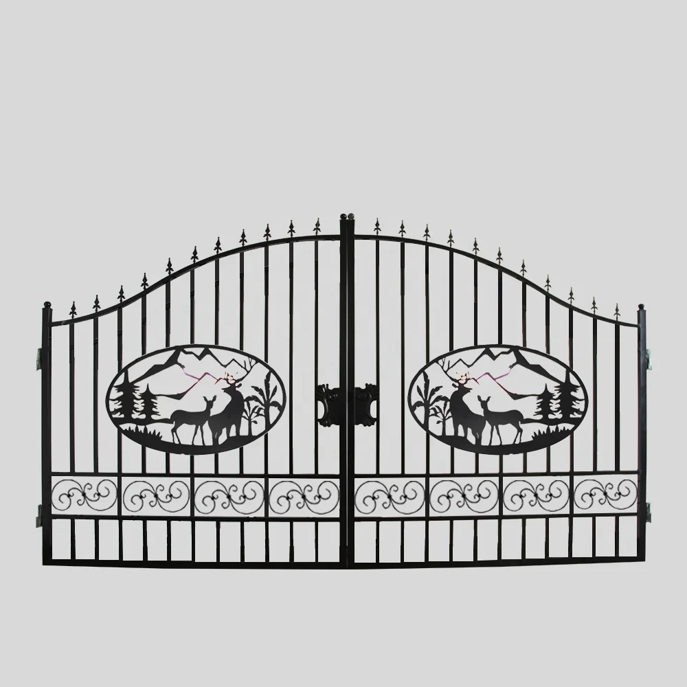 SUIHE Iron main gate designs Galvanized powder coated luxury wrought iron gate designs