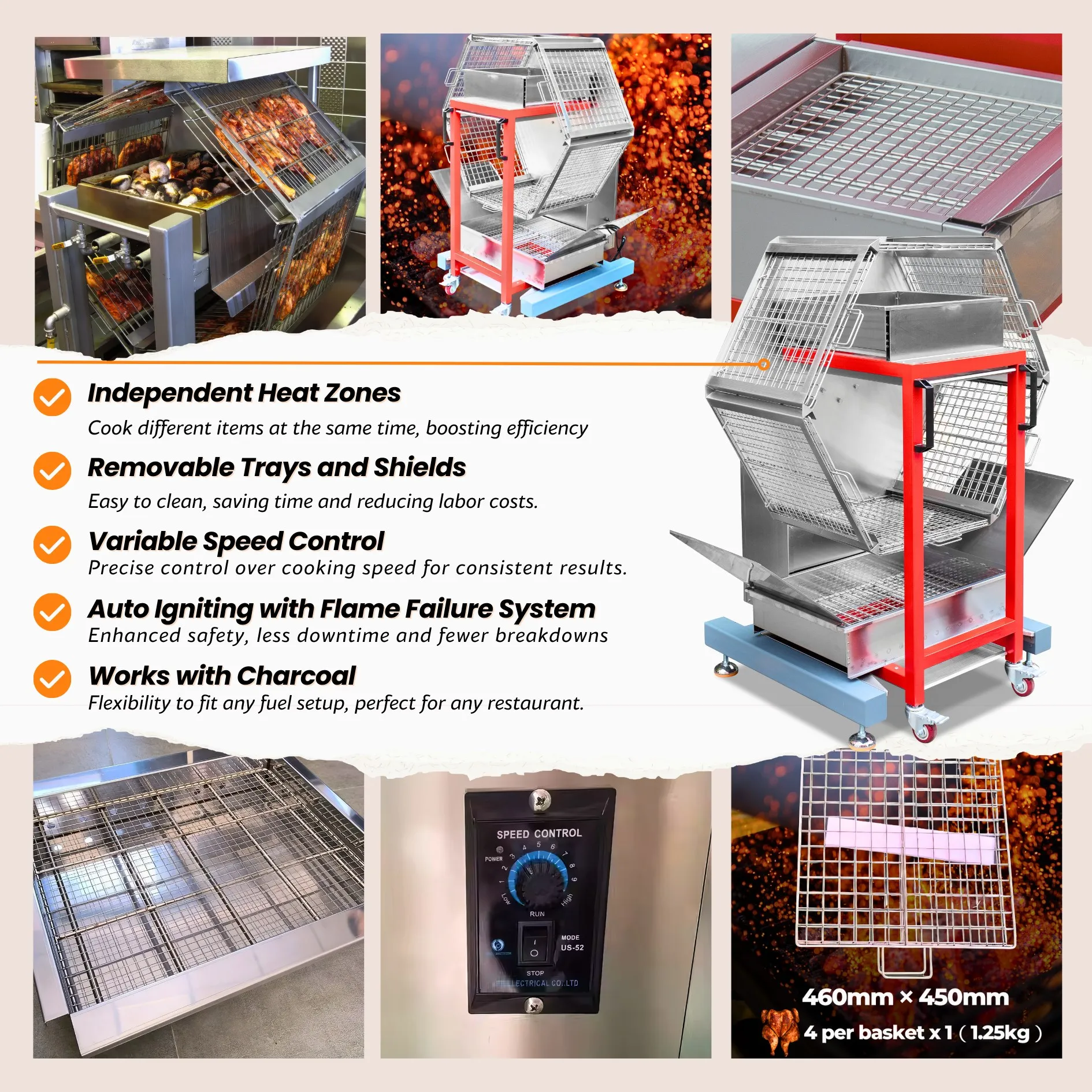 Best Seller Black Built In Bbq Chicken Professional Machine Automatic Gas And Charcoal Grill Outdoor For Wholesales