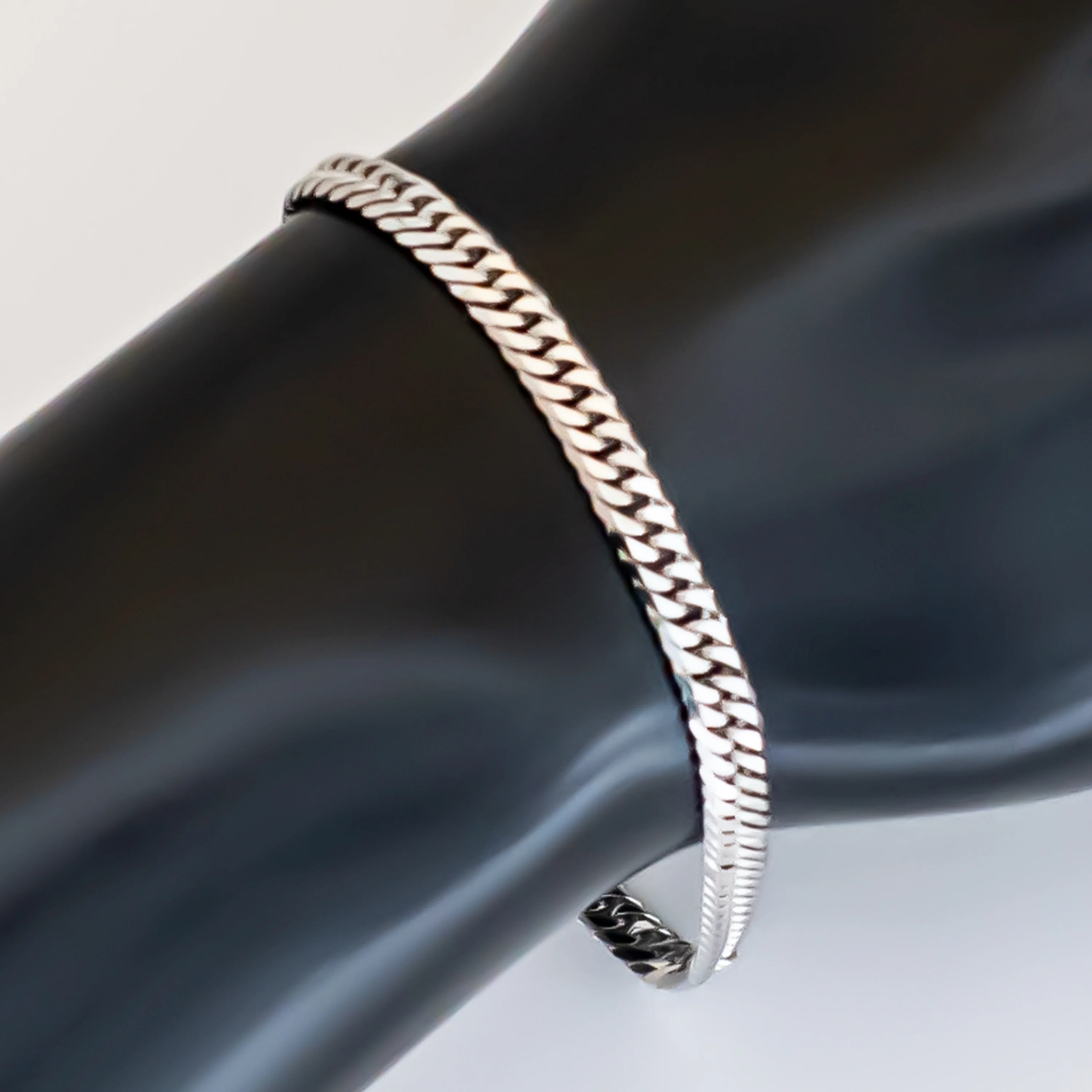 
Pt850 6 sides cut double curb chain women fine platinum chain jewelry 