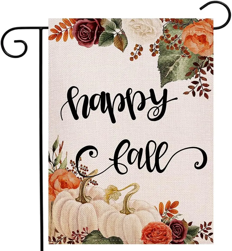 Fall Theme Garden Flag Vertical Double Sided Autumn Leaves Decorations Farmhouse Burlap Outdoor Small Yard