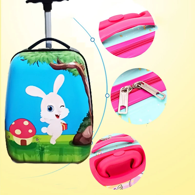 Hard-Sided Carry-On Travel Trolley Rolling Suitcase Spinner Luggage mini suitcase for kids for Kids-Blue