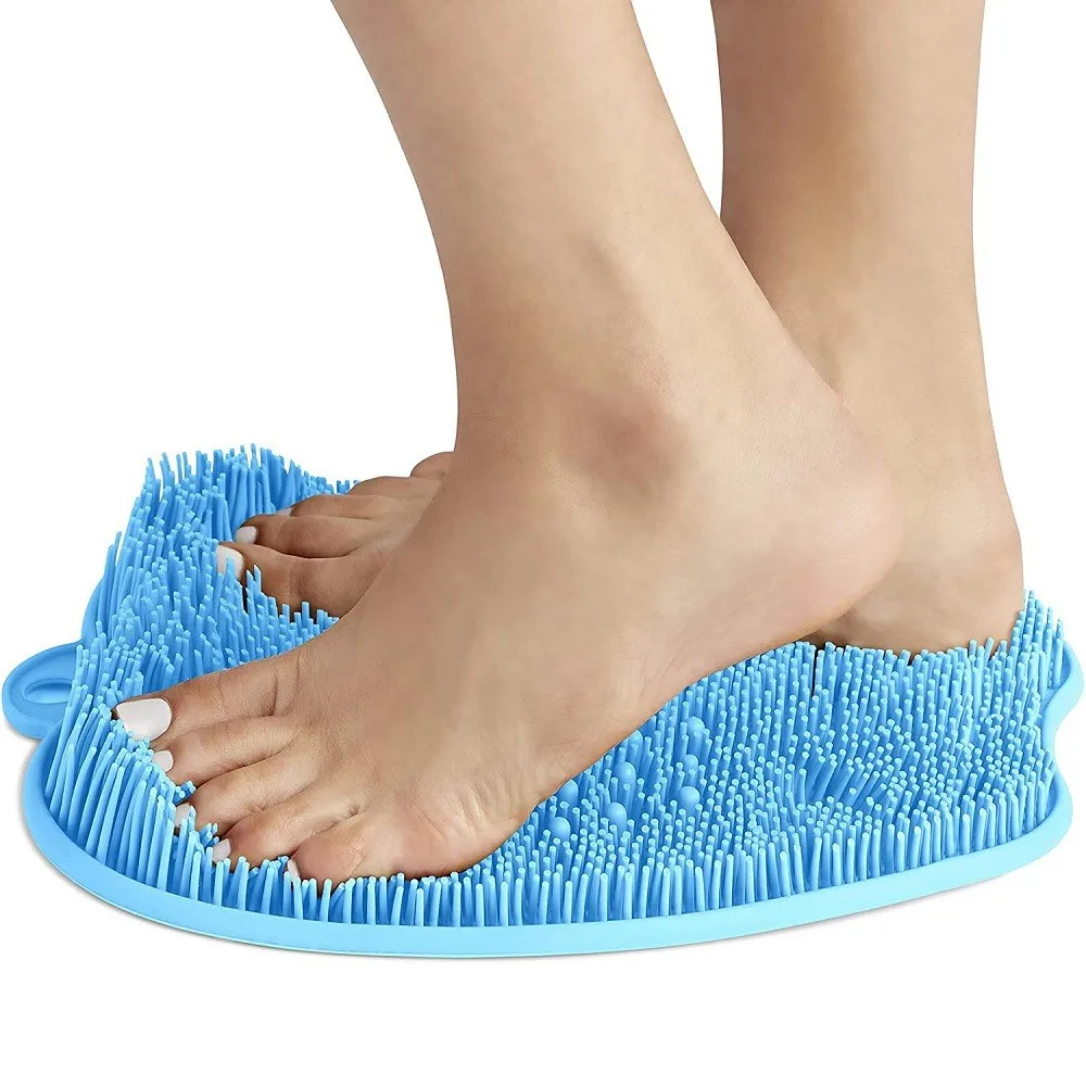 2022 New Plastic Silicone Shower Foot Scrubber Mat Exfoliates Bath Foot Brush Massage Bath Pad with Suction Cup
