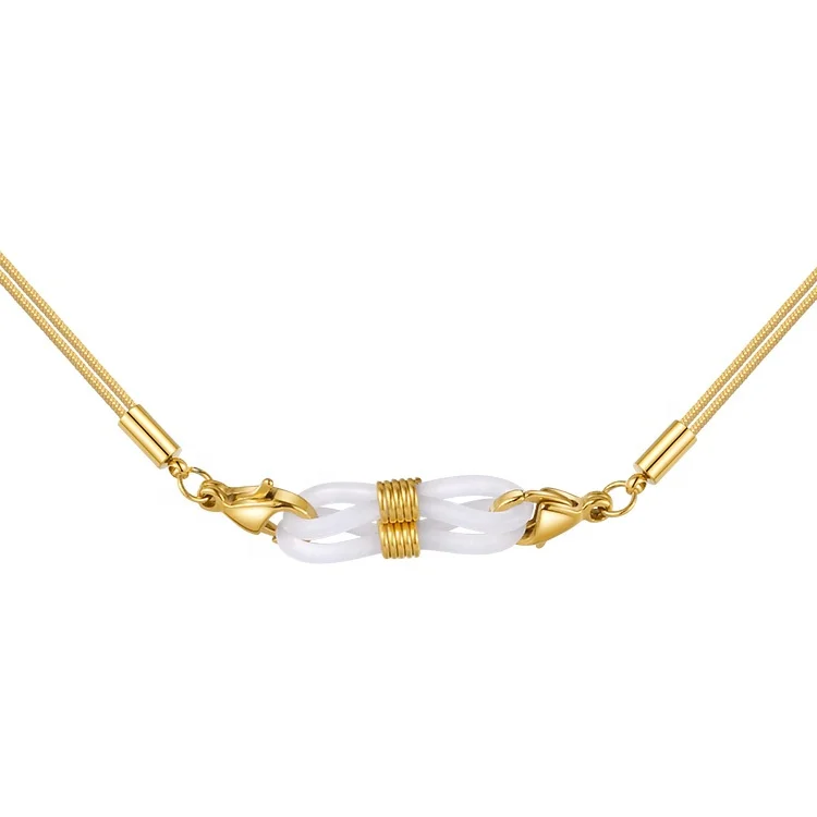 18K Gold Plated Stainless Steel Jewelry Snake Chain FaceMask Necklace Glasses Accessories Necklace P213218