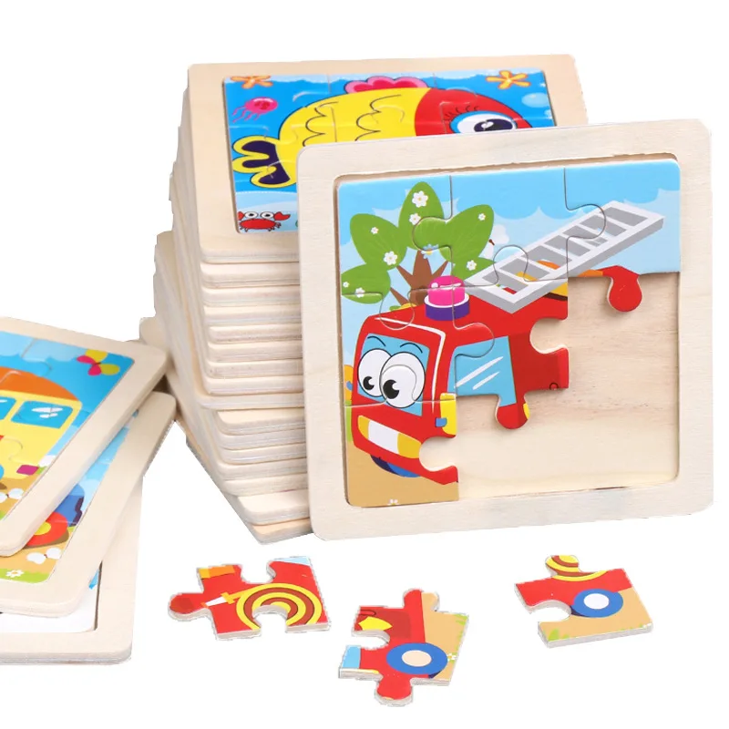 9 Pieces Preschool Educational Learning Toys Set 3d Puzzle Jigsaw Animals Puzzles For Boys And Girls Wooden Puzzles For Kids