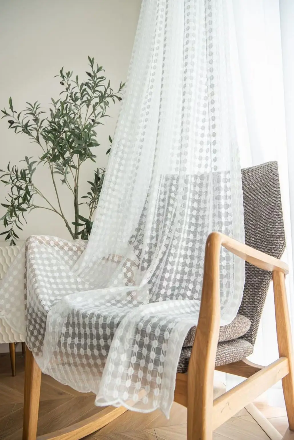 wholesale  Curtain embroider Upholstery Fabric Luxury  polka dot Window Curtain