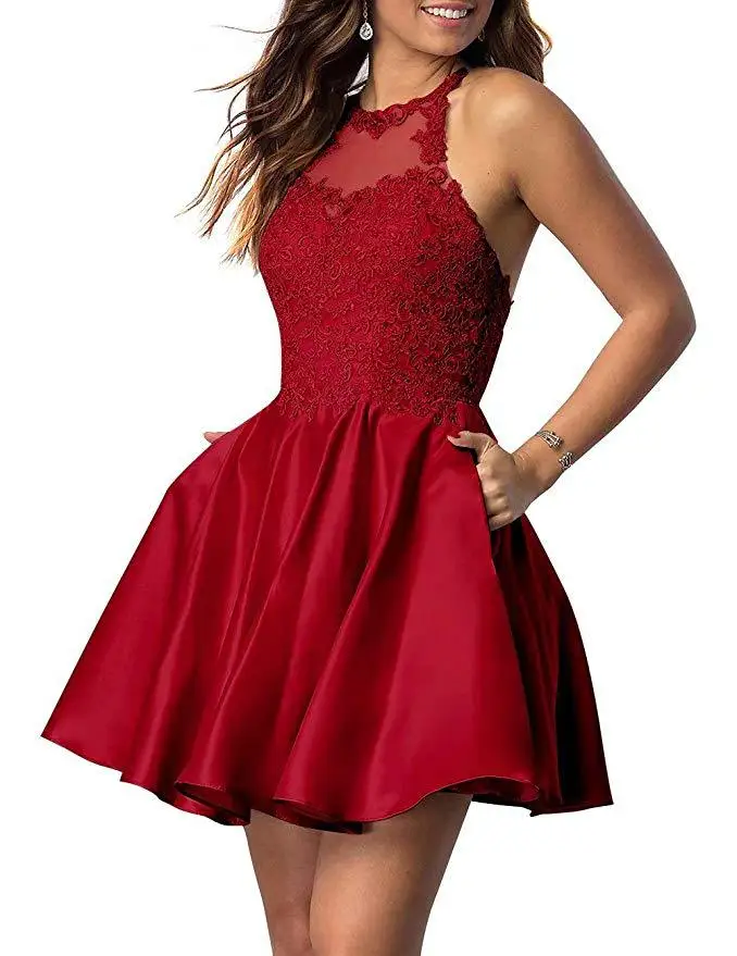 2024 Wholesale Elegant Women Lace Modest Bridesmaids Party Dress Embroidery Sleeveless Party Women Prom Dress